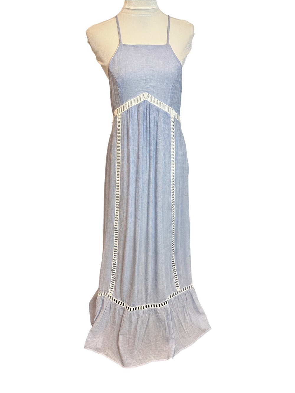 Doe & Rae Pale Blue Maxi Dress with Crochet Inset - Picture 2 of 13